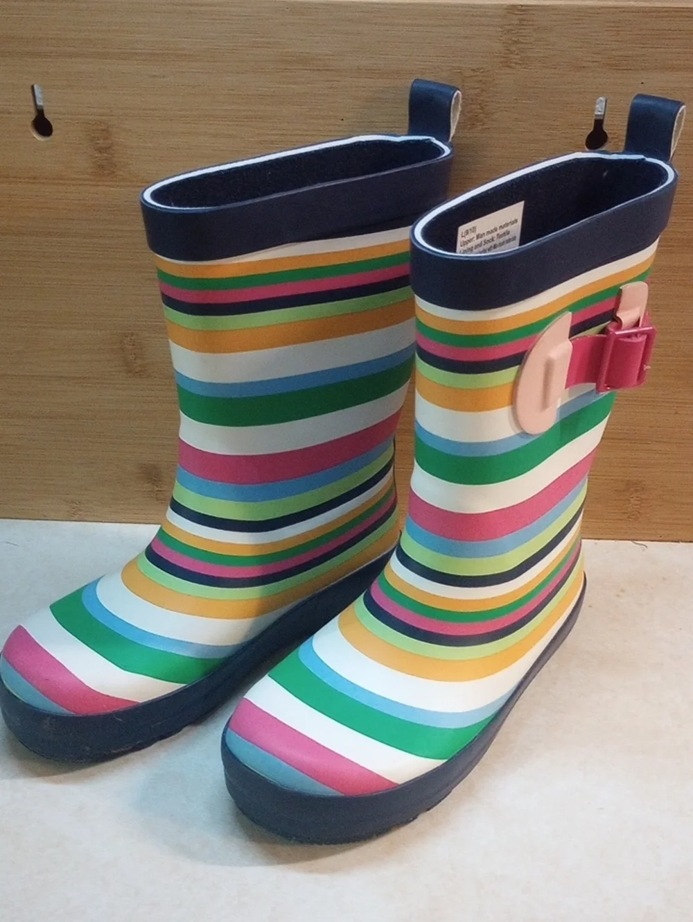 Sun Squad Kids Multicolor Stripe Rain Boots - Waterproof Play Boots